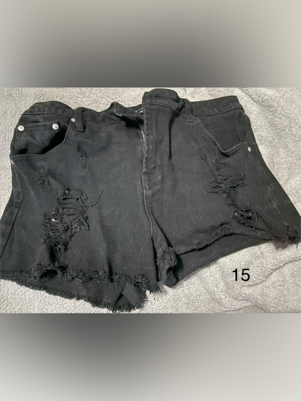 Almost Famous Black Distressed Denim Jean Shorts